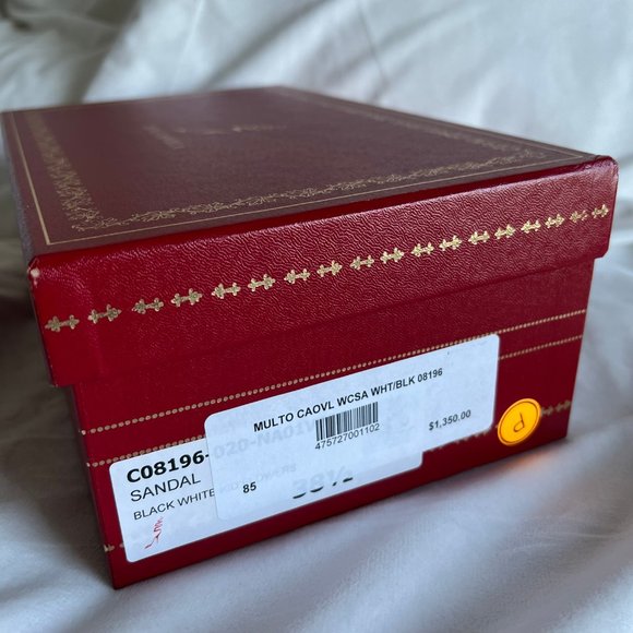 Rene Caovilla White Black Floral Strappy Flat Sandal Size EU38.5 US8.5 - Picture 14 of 16